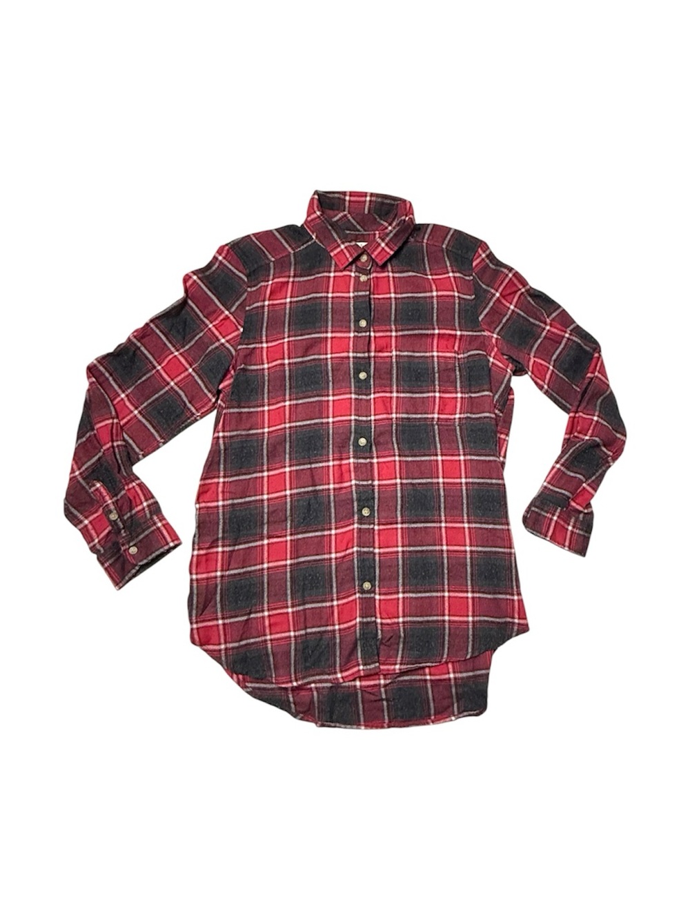 American Eagle  Red Plaid Button-Up Shirt - Classic Flannel Style